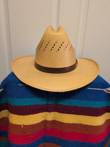 Sombrero Western de Verano Vintage Talla 7 1/4 Marrón Banda Vaquero - Imagen 8 de 8
