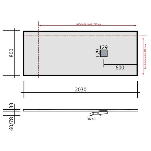 Duschwanne SILEX Mineralguss für bodengleichen Einbau von 150 cm bis 200 cm - Bild 203 von 229