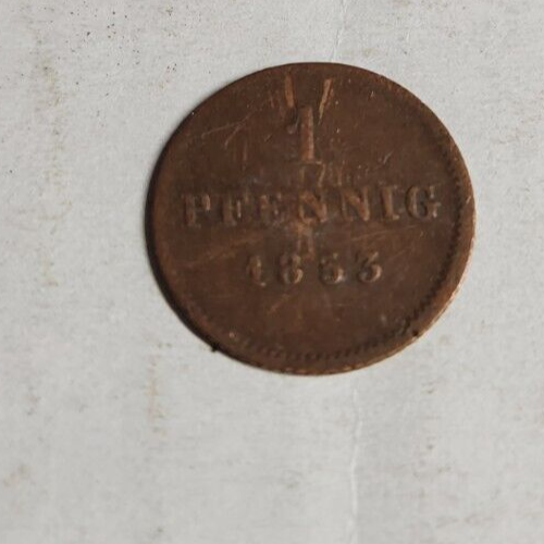 Moneda de Alemania de 1 penique de 1853 - Imagen 1 de 2