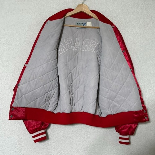 Vintage Nebraska Swingster Satin Jacket Red White Varsity Bomber Men’s Large - Picture 9 of 11