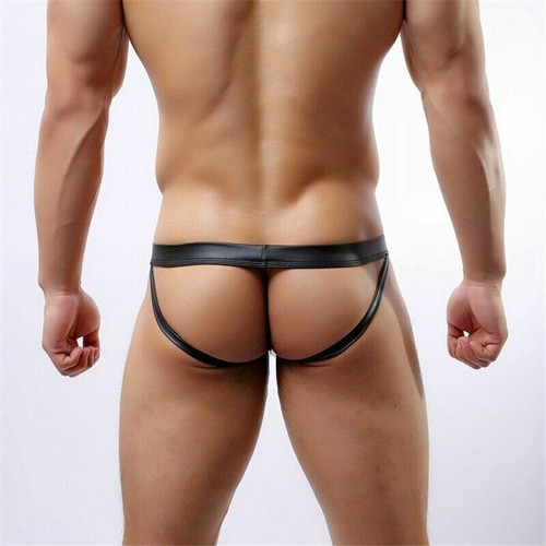 Hombres Pene Bolsa Ropa Interior Jockstrap Sexy Butt Marido Imitación Cuero Tanga Calzoncillos - Imagen 54 de 75