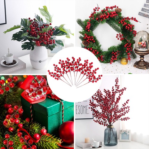 10Pcs Christmas Simulation Berries Bouquet Twig Aetifical Berry Branches - Picture 5 of 12