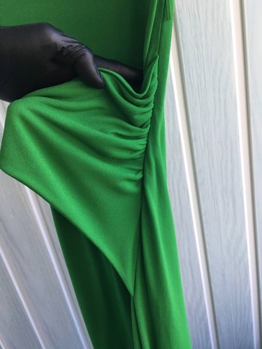 Roberto Cavalli Green Viscose Sleeveless Rhinestone Geometric Midi Dress Size 40 - Picture 9 of 17