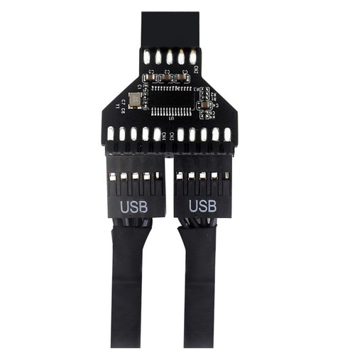 Mainboard USB2.0 9Pin Header Splitter 1 To 2 Extension Cable Adapter USB HUB - Afbeelding 6 van 11