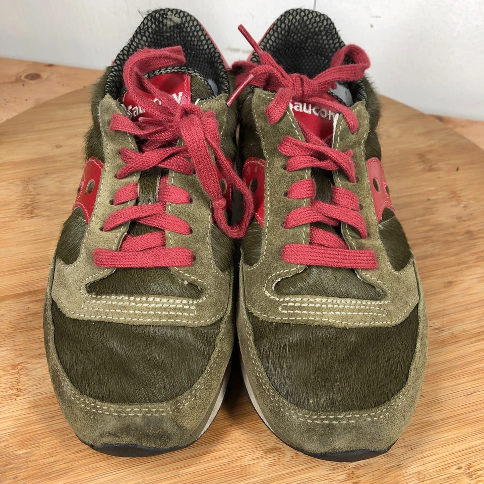 Saucony Zapatos Mujer 7 Jazz Triple Cuña Tenis Pelo de becerro Verde Marrón Informal Foto 4 de 4