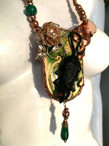 art deco nouveau jewelry necklace pendant woman luxury jewels charm retro style - Picture 2 of 12