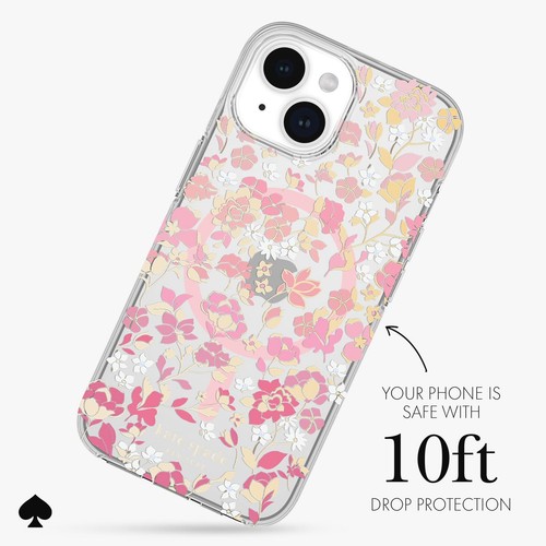 kate spade NY Hard Shell Case w/MagSafe for iPhone 15 (6.1”) Flowerebed Pink - Picture 3 of 7