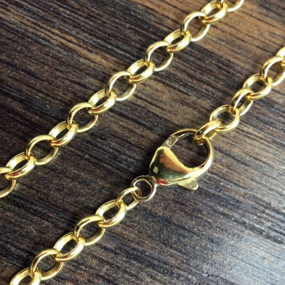 Cadenas llenas de oro 14K Rolo collar soldado Belcher 4 mm 5 mm 7"-24" cadena 14K Foto 2 de 4