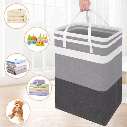 3-Pack Laundry Basket, Collapsible &Waterproof Laundry Hamper, 75L Grey - Picture 4 of 5
