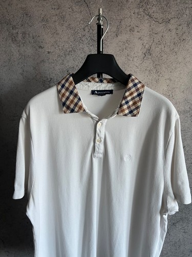 Aquascutum Polo T-Shirt White Cotton Size XL - Picture 2 of 17