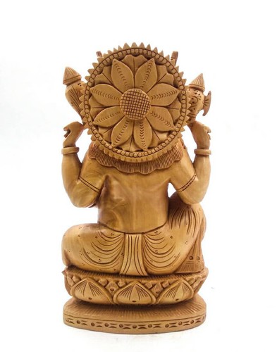 Estatuilla de madera Lord Ganesha Dios Elefante Hindú Decoración del Templo Buena Suerte Escultura - Imagen 4 de 4