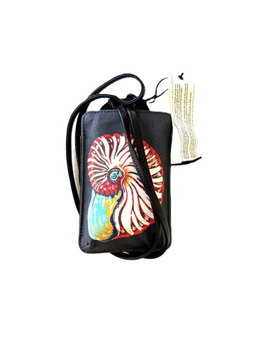 INOUI EDITIONS navy canvas and black leather Galapagos phone case with strap - Photo 6/19