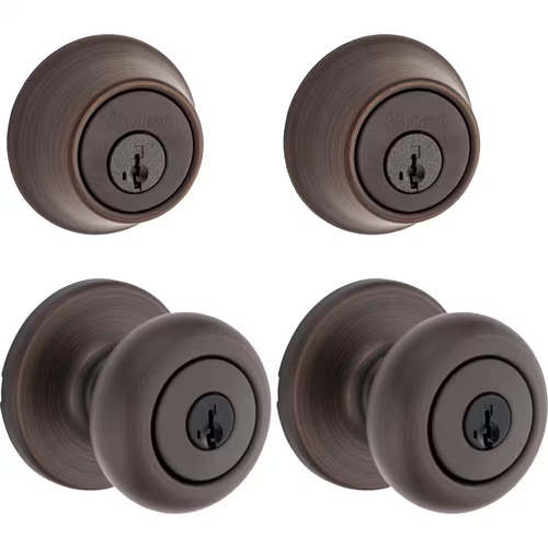 Cove Venetian Bronze Entry Door Knob and Single Cylinder Deadbolt Project Pack - Picture 1 of 2
