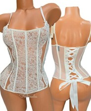 Victorias Secret Designer Collection Lace Bustier Corset Iridescent White 378