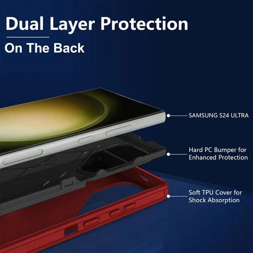 Funda protectora roja para Samsung Galaxy S25/S25+/25 Ultra clip para cinturón se adapta a Otterbox - Imagen 5 de 6