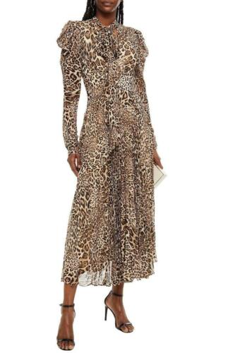 $ 678 - Ronny Kobo Bernadette Leopard Chiffon Midi Kleid Größe S