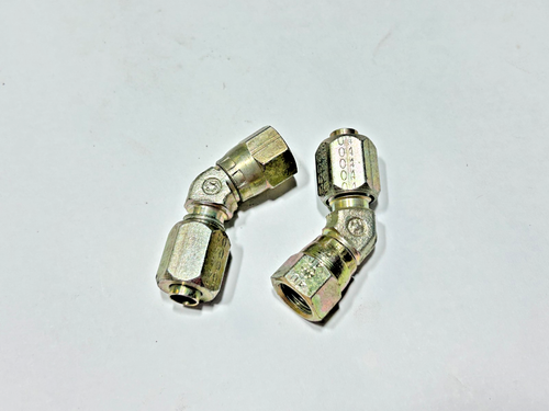 (2) C35356x4 WEATHERHEAD Steel 1/4" Swivel Nut 45 Degree Elbow Assembly Steel - Picture 1 of 5