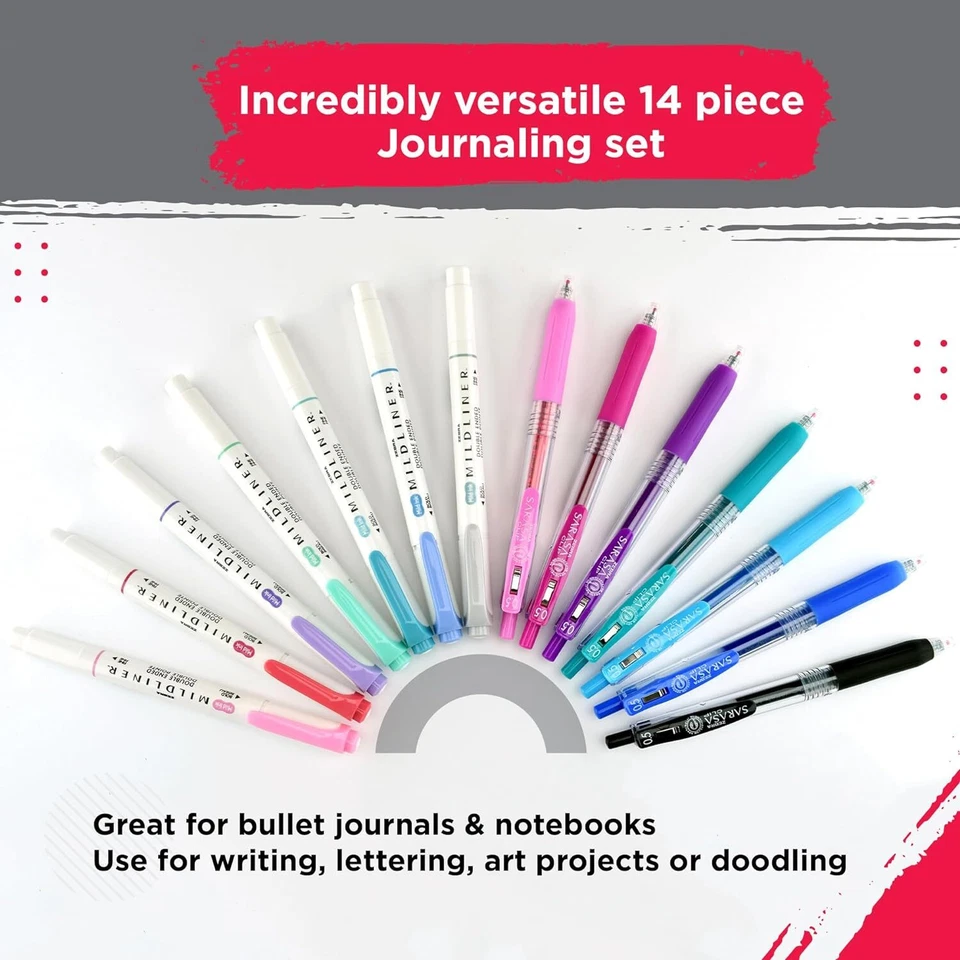 Zebra Journaling Set Гелевые Чернильные Ручки, Разные Цвета, 14 Упаковок - Изображение 3 из 4