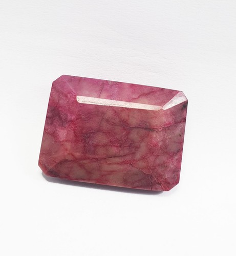 264 Ct Natural Mozambique Pinkish Red Ruby Emerald Cut Huge Loose Gemstone - Picture 7 of 8