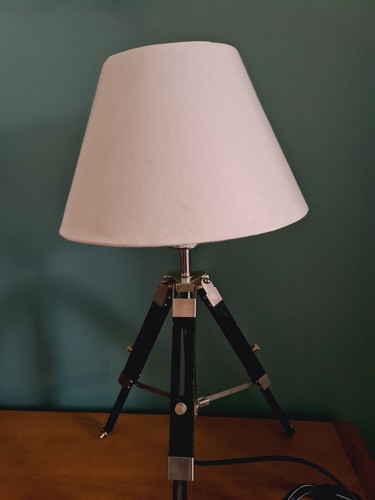 Tripod Table Lamp Nautical Vintage Retro Style Stand Wooden Stand Home & Decor - Picture 18 of 20
