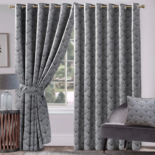 Modern Luxury Jacquard Curtains Fully Lined, Ready Made, Ring Top & Pleat - Picture 2 of 25
