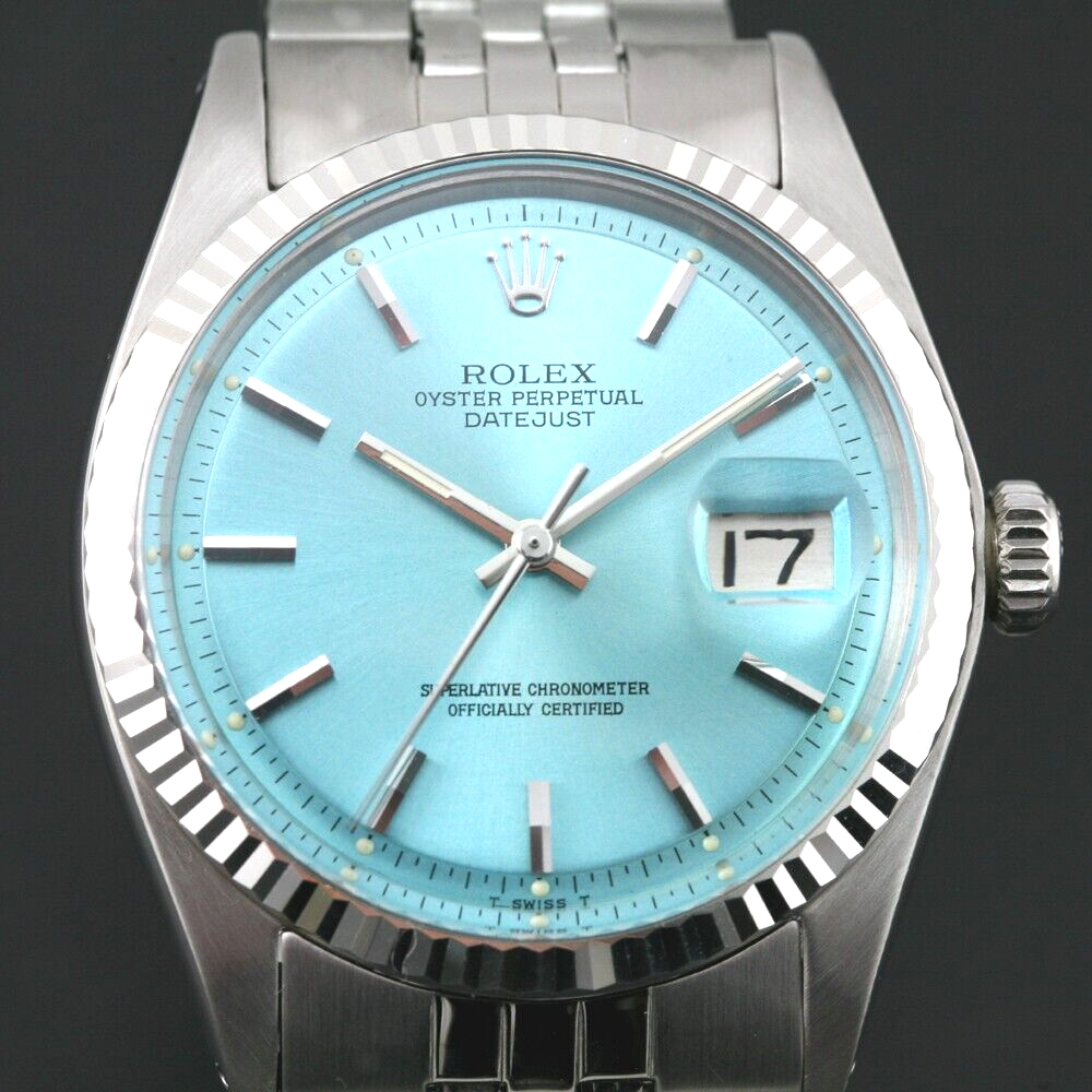 ROLEX DATEJUST 1601 CAL 1570 WHITE GOLD& STAINLESS STEEL ICE BLUE