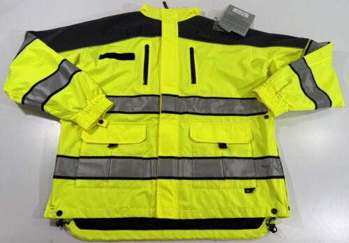 LARGE GERBER ECLIPSE SHELL JACKET 70RX-L COAT HIGH VIS YELLOW W/ PATCH REMOVED