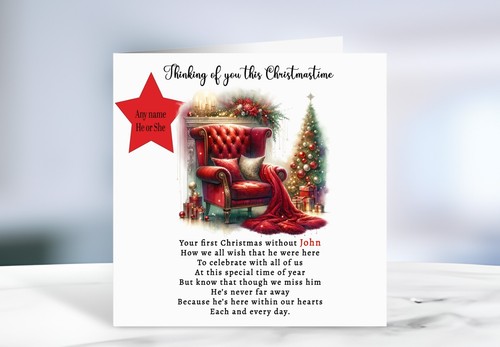 Personalised Thinking Of You At Christmas Card 1st Without A Loved One 1201 - Picture 3 of 9