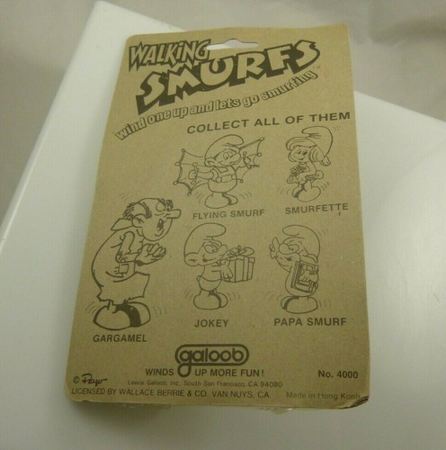 Walking Schlumpf Galoob Neu Aufziehen Vintage Versiegelt In Verpackung - Bild 3 von 6