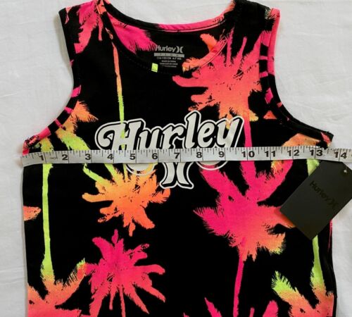 NEW Boys Hurley Kids Tropical Tank Top Palm Trees Black Pink 7 Large 6-7 Years - Picture 4 of 6