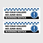 2 x No Cold Callers Or Sales People Notice Sign Stickers Front Door & Letterbox