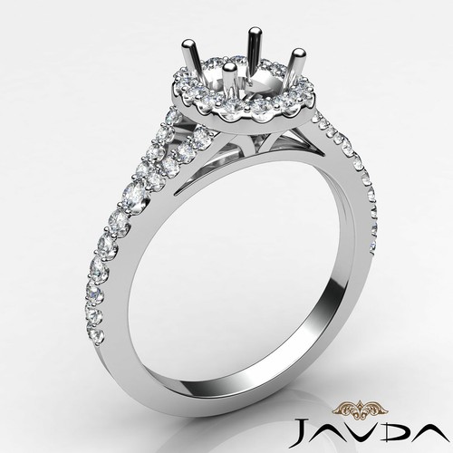 Halo Pave Cushion Split-Shank Setting Semi Mount Diamond Engagement Ring 0.50Ct. - Picture 10 of 29