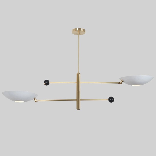 2 Lights Mid Century Style Modern Brass Sputnik Light Chandelier 2 Lights Mid Century Style Modern Brass Sputnik Light Chandelier