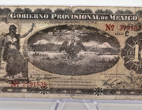 1914 10 Pesos Gobierno Provisional De Mexico Serie C Note. Lot.142 - Picture 3 of 8