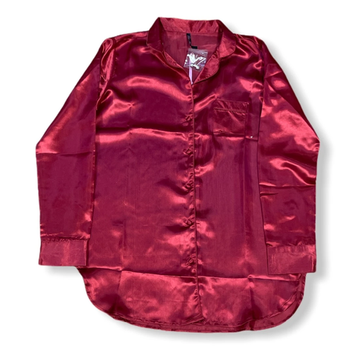 ROSE ARMOUR - Women's Poly Satin Button Up Sleepshirt - Picture 6 of 13