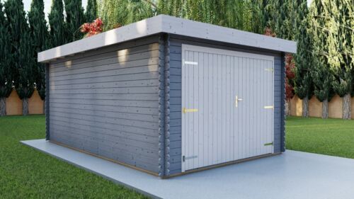 Holzgarage 28mm Flachdach Garage Holz mit Holztor - 3.3x5.1M - Aurich EB28210L - Bild 8 von 13