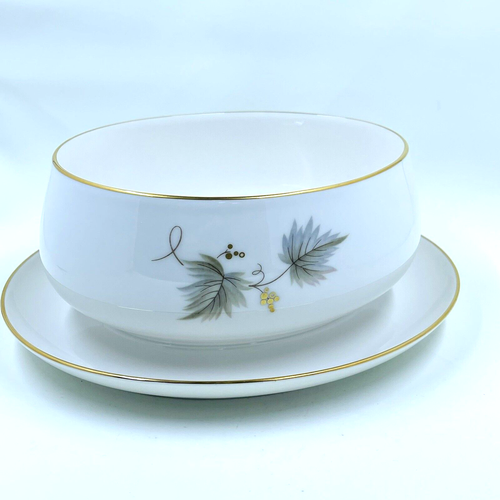 Noritake Ivory China FANTASIA Gravy Boat y placa base adjunta 7532 Japón 6" - Imagen 9 de 10