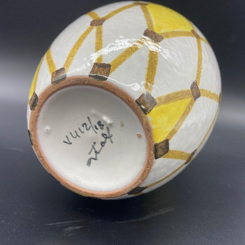 Vintage 1950s Bitossi Aldo Londi Signed Yellow Harlequin 7" Slanted Vase V412/18 - Picture 3 of 4