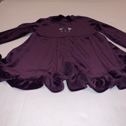 Vestido vintage 2003 Swat talla 6x púrpura con volantes manga larga terciopelo niñas - Imagen 6 de 7