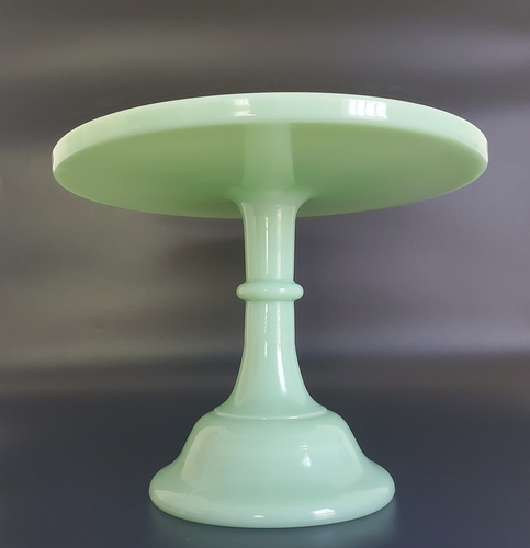 VINTAGE ROUND JADE-ITE MILK GLASS PEDESTAL CAKE PLATE 10" - Picture 5 of 9