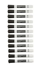 Amazon Basics 12 Pack Low-Odor Chisel Tip Dry Erase White Board Markers - Black