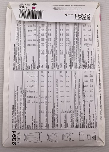 Simplicity Pattern 2391 Pillowcase Dress Top Pants Bag Daisy Kingdom Size A 3-8 - Afbeelding 2 van 4