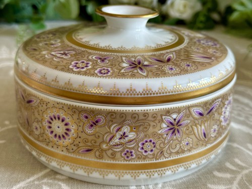 Hutschenreuther Germany Porcelain Vase Large Round Lidded Bowl Opulent Gold 1125 - Picture 10 of 24