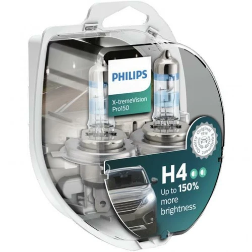 H4 PHILIPS Xtreme Vision PRO 150+% Ultimate Light Bulb Headlamp Globe 12342XVPS2