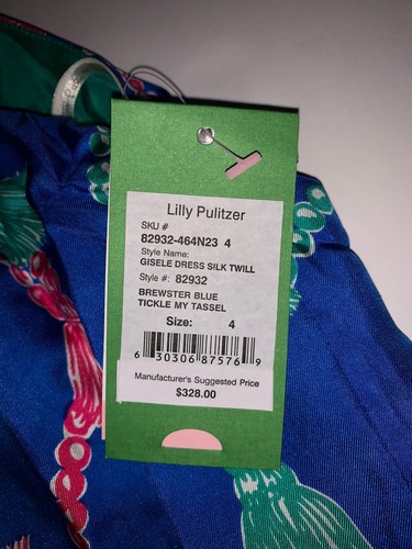 Lilly Pulitzer Gisele Tickle My Tassel Blue Silk Dress Women's Size 4 NWT $328 - Picture 3 of 5