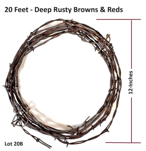 20 ft Old Vintage Rusty Barbed Wire Western Ranch Rustic Farmhouse Decor Wreath - Picture 5 of 7