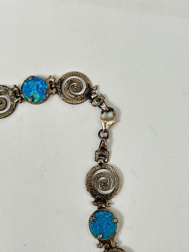 Beautiful Rare Vintage 925 Sterling Opal Beaded Necklace 19” 33grams Desk - Picture 7 of 11