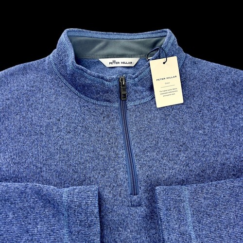 Peter Millar Crown Fleece Mélange Performance QTR Zip Sweater Pullover 2XL Navy - 第 3/10 張圖片