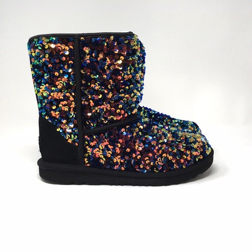 Neu im Karton UGG Kids Classic II stellare Pailletten schwarze Stiefel Mädchen, Größe 4 - Bild 6 von 10