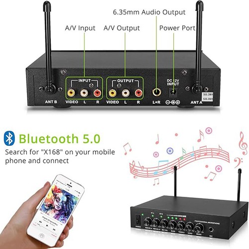 UHF Mikrofon Set Zweikanal Handheld Wireless Microphone System für Party Karaoke - Bild 2 von 18